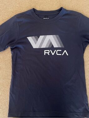 RVCA Blue Tee with White Printed Label
